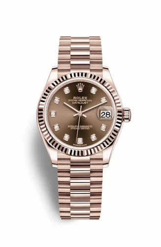 Rolex Datejust 31 Rose Gold / Fluted / Chocolate - Diamond / President 278275-0010