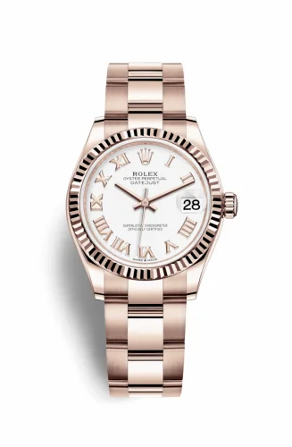 Rolex Datejust 31 Rose Gold / Fluted / White - Roman / Oyster 278275-0018
