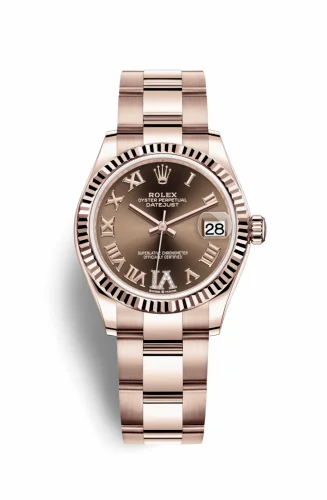 Rolex Datejust 31 Rose Gold / Fluted / Chocolate - Roman / Oyster 278275-0024