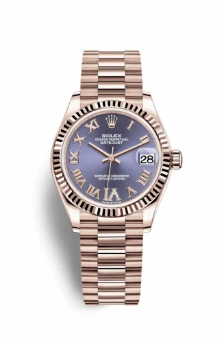 Rolex Datejust 31 Rose Gold / Fluted / Aubergine - Roman / President 278275-0029