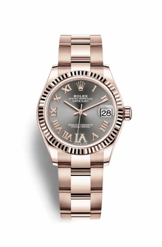 Rolex Datejust 31 Rose Gold / Fluted / Grey - Roman / Oyster 278275-0032