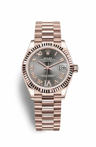 Rolex Datejust 31 Rose Gold / Fluted / Grey - Roman / President 278275-0033
