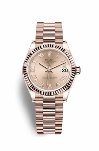 Rolex Datejust 31 Rose Gold / Fluted / Rose - Roman / President 278275-0035
