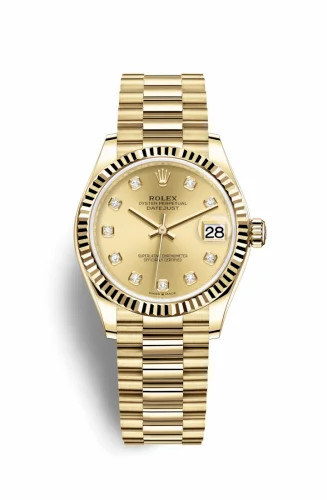 Rolex Datejust 31 Yellow Gold / Fluted / Champagne - Diamond / President 278278-0009