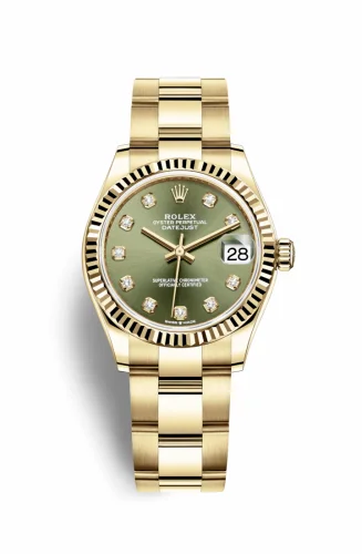 Rolex Datejust 31 Yellow Gold / Fluted / Olive - Diamond / Oyster 278278-0018