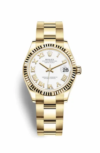 Rolex Datejust 31 Yellow Gold / Fluted / White - Roman / Oyster 278278-0019