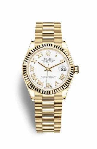 Rolex Datejust 31 Yellow Gold / Fluted / White - Roman / President 278278-0020