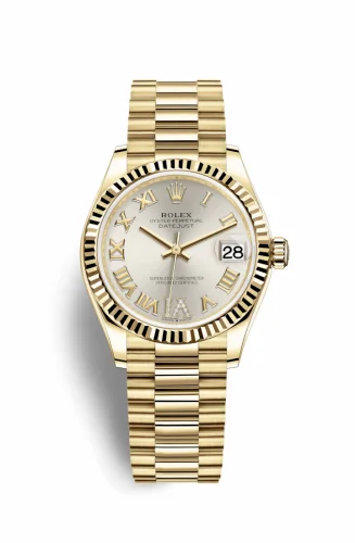 Rolex Datejust 31 Yellow Gold / Fluted / Silver - Roman / President 278278-0028