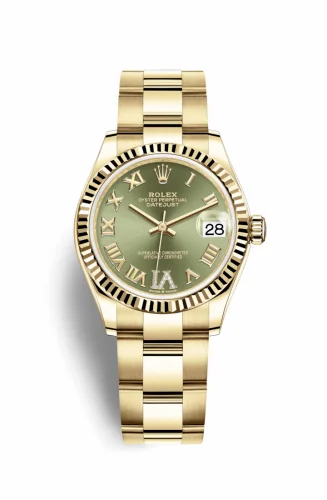 Rolex Datejust 31 Yellow Gold / Fluted / Olive - Roman / Oyster 278278-0029