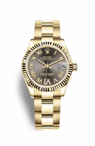 Rolex Datejust 31 Yellow Gold / Fluted / Grey - Roman / Oyster 278278-0031
