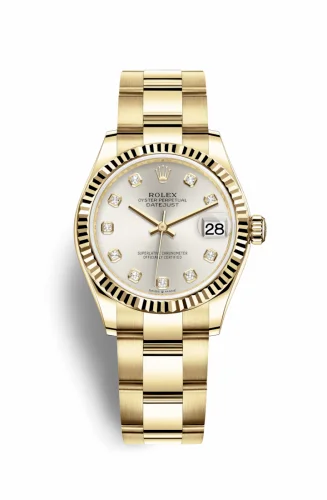 Rolex Datejust 31 Yellow Gold / Fluted / Silver - Diamond / Oyster 278278-0033
