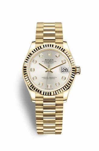 Rolex Datejust 31 Yellow Gold / Fluted / Silver - Diamond / President 278278-0034