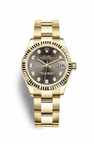 Rolex Datejust 31 Yellow Gold / Fluted / Grey - Diamond / Oyster 278278-0035