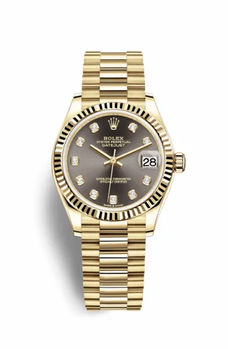 Rolex Datejust 31 Yellow Gold / Fluted / Grey - Diamond / President 278278-0036