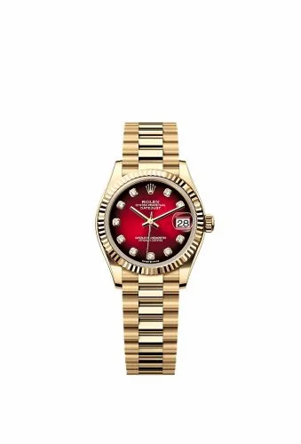 Rolex Datejust 31 Yellow Gold - Fluted / Red Gradient / President 278278-0049