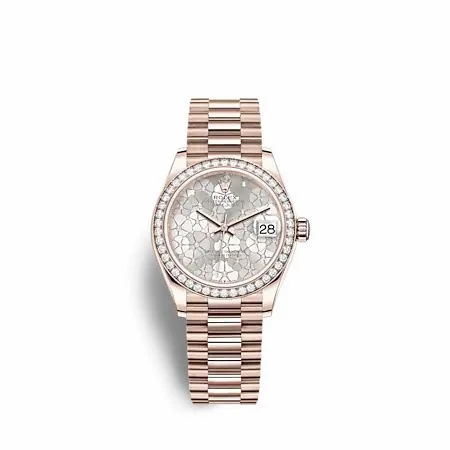 Rolex Datejust 31 Rose Gold - Diamond / Silver - Floral / President 278285RBR-0036