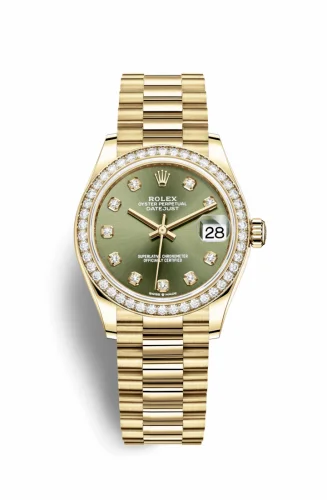 Rolex Datejust 31 Yellow Gold / Diamond / Olive - Diamond / President 278288rbr-0007