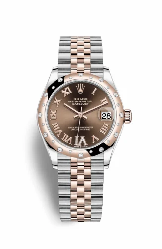 Rolex Datejust 31 Stainless Steel/ Rose Gold / Domed - Diamond / Chocolate - Roman / Jubilee 278341rbr-0004