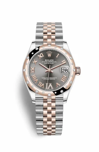 Rolex Datejust 31 Stainless Steel/ Rose Gold / Domed - Diamond / Grey - Roman / Jubilee 278341rbr-0030