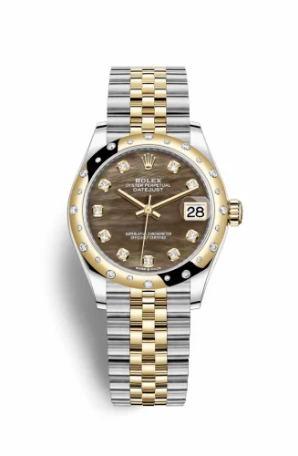Rolex Datejust 31 Stainless Steel / Yellow Gold / Domed - Diamond / Black MOP / Jubilee 278343rbr-0024