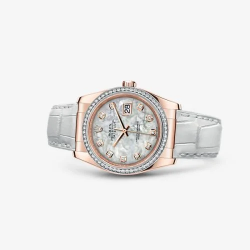 Rolex Datejust 36 Everose Strap White Mother of Pearl Diamonds 116185-0003