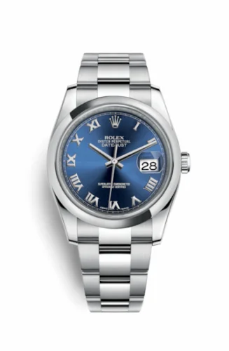 Rolex Datejust 36 Stainless Steel Domed / Oyster / Blue Roman 116200-0060