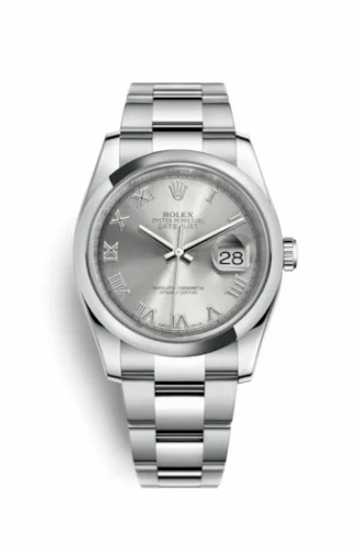 Rolex Datejust 36 Stainless Steel Domed / Oyster / Rhodium Roman 116200-0062