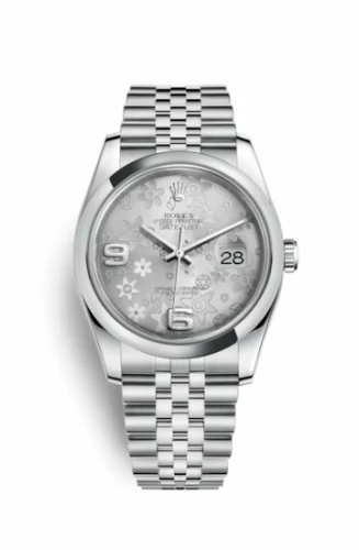 Rolex Datejust 36 Stainless Steel Domed / Jubilee / Silver Floral 116200-0085