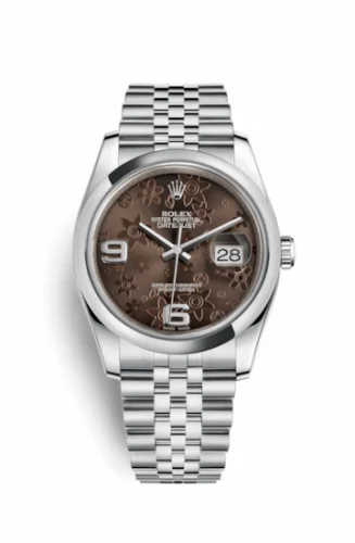 Rolex Datejust 36 Stainless Steel Domed / Jubilee / Chocolate Floral 116200-0087
