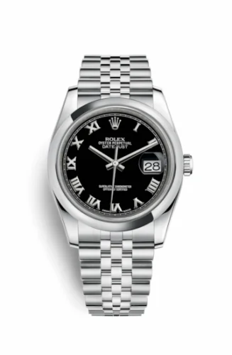 Rolex Datejust 36 Stainless Steel Domed / Jubilee / Black Roman 116200-0094