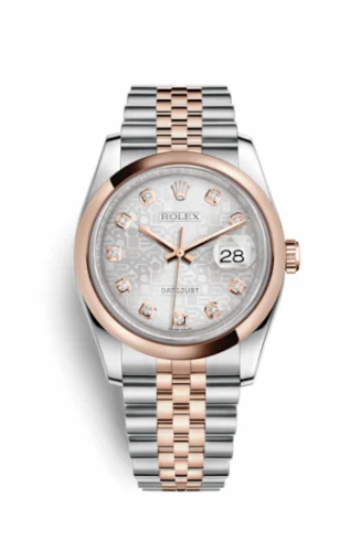 Rolex Datejust 36 Rolesor Everose Domed / Jubilee / Silver Computer 116201-0061