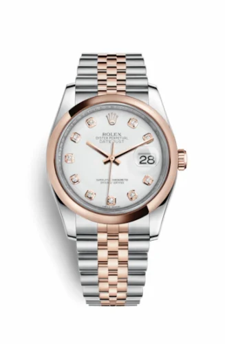 Rolex Datejust 36 Rolesor Everose Domed / Jubilee / White Diamond 116201-0067