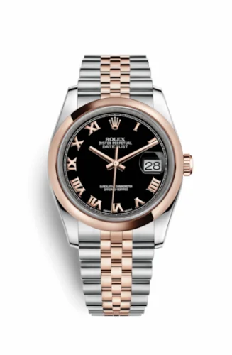 Rolex Datejust 36 Rolesor Everose Domed / Jubilee / Black Roman 116201-0073