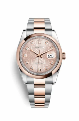 Rolex Datejust 36 Rolesor Everose Domed / Oyster / Pink Computer Diamonds 116201-0078