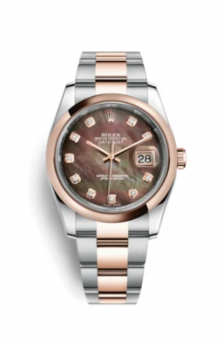 Rolex Datejust 36 Rolesor Everose Domed / Oyster / Black MOP 116201-0079