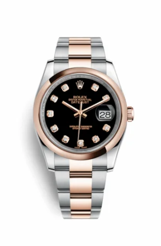 Rolex Datejust 36 Rolesor Everose Domed / Oyster / Black Diamond 116201-0083
