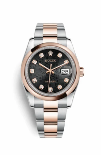 Rolex Datejust 36 Rolesor Everose Domed / Oyster / Black Computer 116201-0085