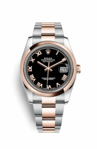 Rolex Datejust 36 Rolesor Everose Domed / Oyster / Black Roman 116201-0092