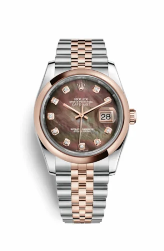 Rolex Datejust 36 Rolesor Everose Domed / Jubilee / Black MOP 116201-0098