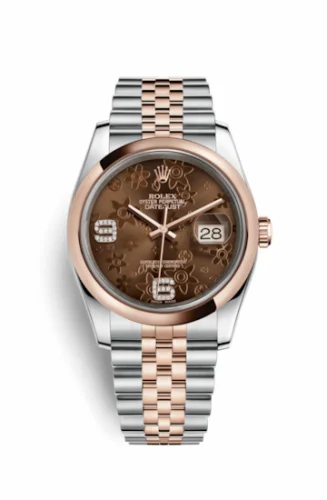 Rolex Datejust 36 Rolesor Everose Domed / Jubilee / Chocolate Floral 116201-0104