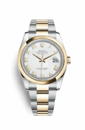 Rolex Datejust 36 Rolesor Yellow Domed / Oyster / White Roman 116203-0135