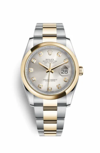 Rolex Datejust 36 Rolesor Yellow Domed / Oyster / Silver Diamond 116203-0136