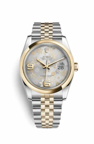 Rolex Datejust 36 Rolesor Yellow Domed / Jubilee / Silver Floral 116203-0139