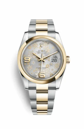 Rolex Datejust 36 Rolesor Yellow Domed / Oyster / Silver Floral 116203-0146