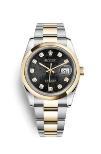 Rolex Datejust 36 Rolesor Yellow Domed / Oyster / Black Computer 116203-0153