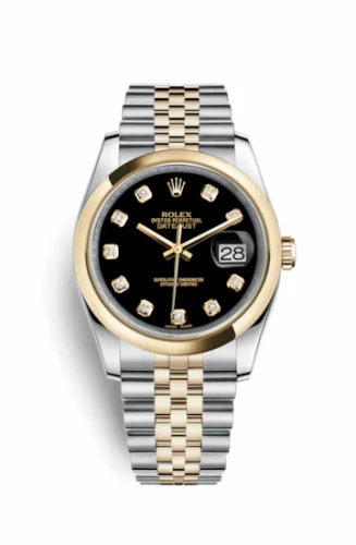 Rolex Datejust 36 Rolesor Yellow Domed / Jubilee / Black Diamond 116203-0168