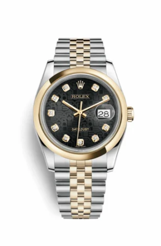 Rolex Datejust 36 Rolesor Yellow Domed / Jubilee / Black Computer 116203-0180
