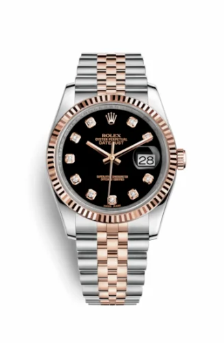 Rolex Datejust 36 Rolesor Everose Fluted / Jubilee / Black Diamonds 116231-0056
