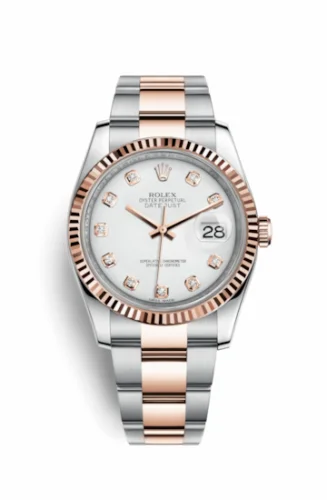 Rolex Datejust 36 Rolesor Everose Fluted / Oyster / White Diamonds 116231-0063