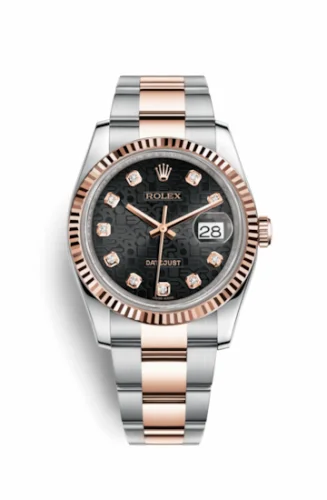 Rolex Datejust 36 Rolesor Everose Fluted / Oyster / Black Computer 116231-0064